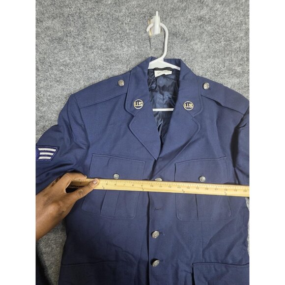 Vintage US Air Force USAF Service Dress Coat Mens 44L Blue Wool Uniform 90s - Picture 12 of 16